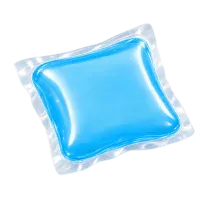 Blue gel sachet made with water-soluble film