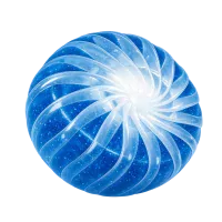 Blue toilet cleaning block in a water-soluble film format